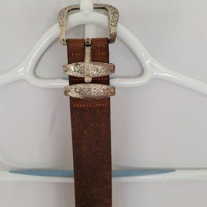 Brown Italian leather belt - size 34
